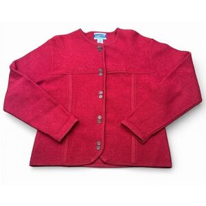 VTG Pendleton Womens Red 100% Virgin Wool Button Front Cardigan Sweater Size L